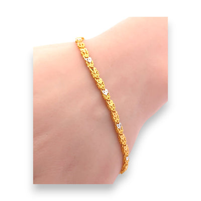 22kt Gold Ladies Bracelet with Floral Cutwork and White Rhodium Accents – Elegant Lightweight Design – Regal Jewels RJLB4045