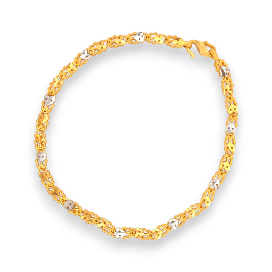22kt Gold Floral Bracelet with Dual-Tone Detailing and Fine Texture – Perfect for Daily and Festive Wear – Regal Jewels RJLB4045a