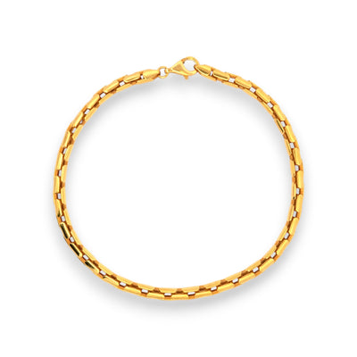 22kt Dual-Tone Gold Bracelet with Fine Textured Ball Links – Charming and Dainty Women’s Bracelet – Regal Jewels RJLB4047a