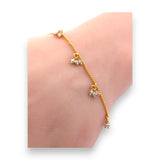 18kt Yellow Gold Chain Bracelet with Dangling White Stone Floral Clusters – Delicate and Sparkling Women’s Bracelet – Regal Jewels RJLB4049