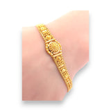 22kt Yellow Gold Filigree Bracelet with Detailed Traditional Floral Medallion – Traditional and Exquisite Women’s Bracelet – Regal Jewels RJLB4051