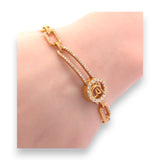 22kt Gold Om Symbol Bracelet with Sparkling Pave Diamond Chain Links – Spiritual and Modern Women’s Bracelet – Regal Jewels RJLB4052