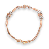 18kt Rose Gold Bracelet with Mixed Two-Tone Textured Link and Bead Stations – Unique and Fashionable Women’s Bracelet – Regal Jewels RJLB4053a