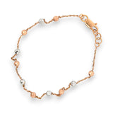 22kt Tri-Color Gold Bracelet with Alternating Plain and Textured Bead Links – Delicate and Stylish Women’s Bracelet – Regal Jewels RJLB4057a
