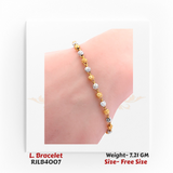 Ladies’ bracelet with alternating small floral motifs in yellow and white gold, forming a charming linked chain design. RJLB4007