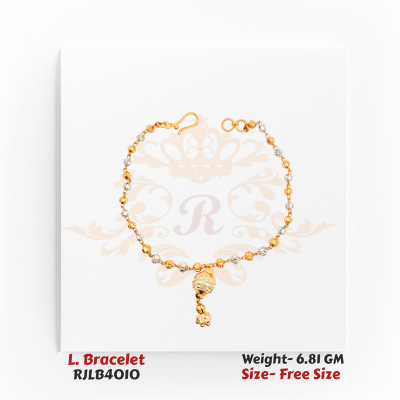 Golden Bead & Dangling Charm Ladies Bracelet – RJLB4010