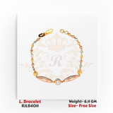 Trio-Tone Bead & Barrel Gold Ladies Bracelet – RJLB4011