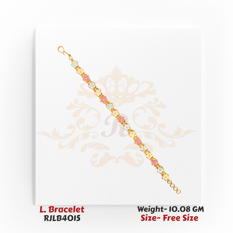 Pastel Blossom Enamel Gold Ladies Bracelet – RJLB4015