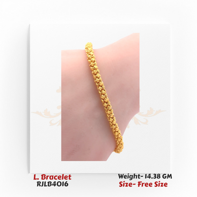 Bold and textured yellow gold ladies’ bracelet featuring closely linked bead clusters for a statement finish. RJLB4016