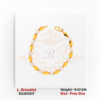 Golden Petal & Diamond Cluster Ladies Bracelet – RJLB4017