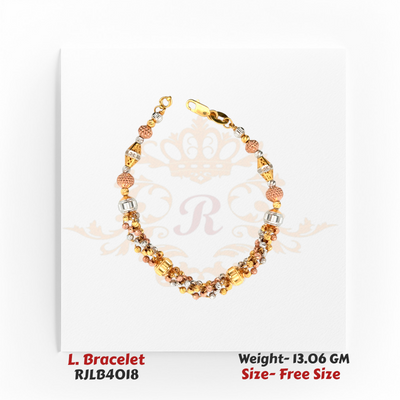 Trio-Tone Beaded Elegance Gold Ladies Bracelet – RJLB4018