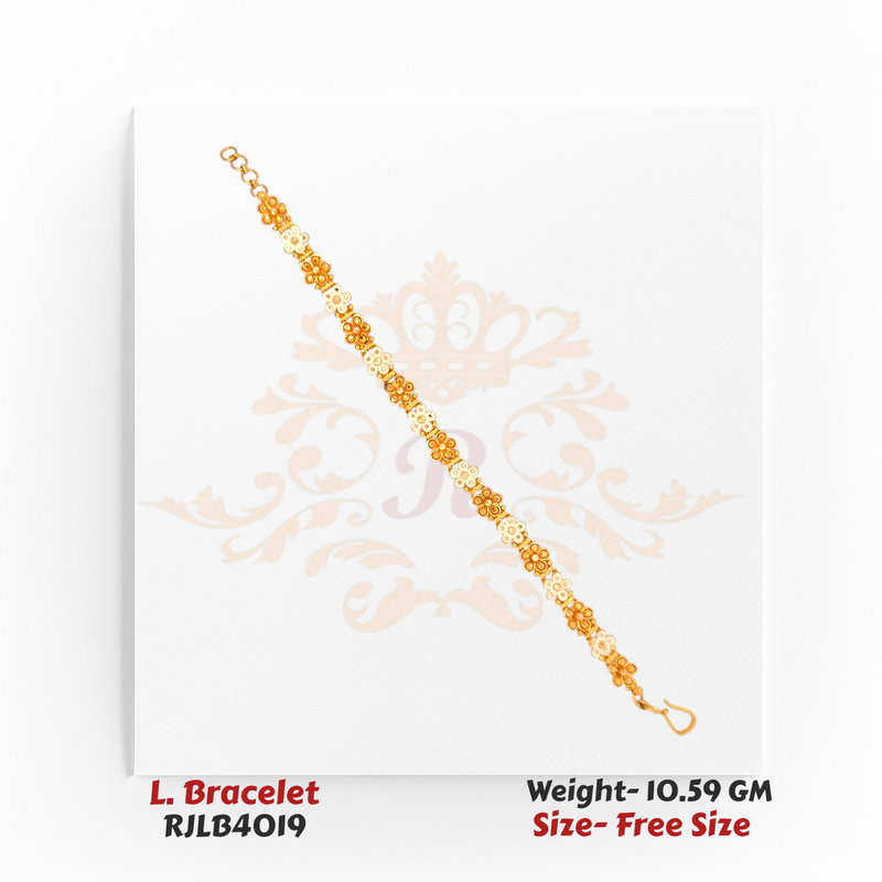 Floral Grace Two-Tone Gold Ladies Bracelet – RJLB4019