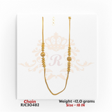 22kt gold chain with central filigree gold beads and polished accents, 18 inches in length. Product code RJC30482, total weight 12.0 grams.