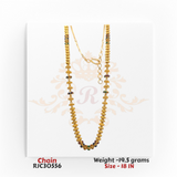 22kt gold chain with multicolored gemstone beads and intricate gold detailing, 18 inches long. Product code RJC30556, total weight 19.5 grams.