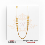 22kt gold chain with detailed beaded motifs and filigree accents, 16 inches in length. Product code RJC30610, total weight 11.80 grams.