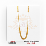 22kt gold women's chain featuring a beaded design pattern, 17 inches in length. Product code RJC30626, total weight 11.50 grams.