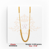22kt gold women's chain featuring a beaded design pattern, 17 inches in length. Product code RJC30626, total weight 11.50 grams.