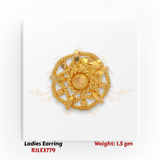 22KT gold ladies earring with twisted rope-style floral knot design weighing 1.5 grams displayed on white background