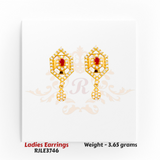 22kt gold hexagon ruby drop earrings RJLE3746 – geometric festive design with sparkling white stones – Regal Jewels Chicago.