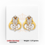 Elegant ladies gold earrings with floral diamond cluster design, lightweight 2.77 grams – Regal Jewels Chicago
