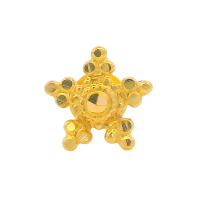 Regal Jewels RJLN0003 22k yellow gold ladies nosepin with star-shaped floral design, lightweight stud nose pin, elegant gold nose stud for women, ethnic Indian bridal jewelry, everyday wear gold nose ring, handcrafted traditional nose piercing jewelry – Regal Jewels Chicago