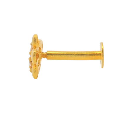 Regal Jewels RJLN0006B 22k yellow gold ladies nosepin with floral cluster clear stones and petal design, elegant stud nose pin, sparkling gold nose stud for women, ethnic Indian bridal jewelry, everyday wear gold nose ring, handcrafted traditional nose piercing jewelry – Regal Jewels Chicago