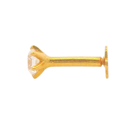 Regal Jewels RJLN0008B 22k yellow gold ladies nosepin with solitaire clear stone, elegant stud nose pin, timeless gold nose stud for women, ethnic Indian bridal jewelry, everyday wear gold nose ring, handcrafted traditional nose piercing jewelry – Regal Jewels Chicago