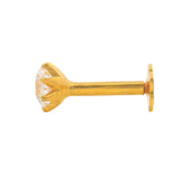 Regal Jewels RJLN0009B 22k yellow gold ladies nosepin with sparkling solitaire clear stone, sleek prong-set stud nose pin, elegant gold nose stud for women, ethnic Indian bridal jewelry, everyday wear gold nose ring, handcrafted traditional nose piercing jewelry – Regal Jewels Chicago