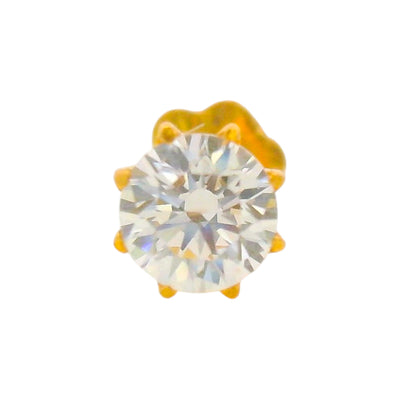 Regal Jewels RJLN0009 22k yellow gold ladies nosepin with sparkling solitaire clear stone, classic stud nose pin, elegant gold nose stud for women, ethnic Indian bridal jewelry, everyday wear gold nose ring, handcrafted traditional nose piercing jewelry – Regal Jewels Chicago