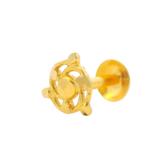 Regal Jewels RJLN0011A 22k yellow gold ladies nosepin with intricate floral circular design, lightweight stud nose pin, elegant gold nose stud for women, ethnic Indian bridal jewelry, everyday wear gold nose ring, handcrafted traditional nose piercing jewelry – Regal Jewels Chicago
