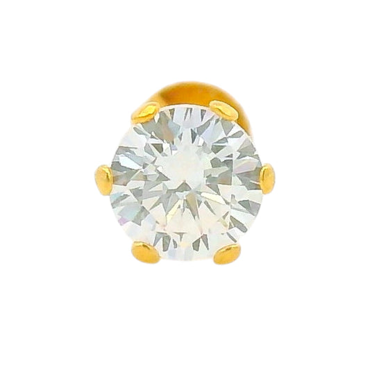 Regal Jewels RJLN0013 22k yellow gold ladies nosepin with sparkling solitaire clear stone, classic stud nose pin, elegant gold nose stud for women, ethnic Indian bridal jewelry, everyday wear gold nose ring, handcrafted traditional nose piercing jewelry – Regal Jewels Chicago
