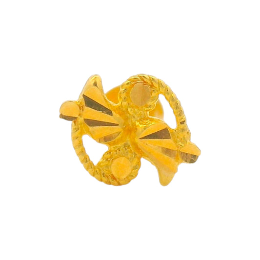 Regal Jewels RJLN0015 22k yellow gold ladies nosepin with butterfly floral design, lightweight stud nose pin, elegant gold nose stud for women, ethnic Indian bridal jewelry, everyday wear gold nose ring, handcrafted traditional nose piercing jewelry – Regal Jewels Chicago