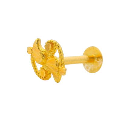 Regal Jewels RJLN0015A 22k yellow gold ladies nosepin, floral butterfly motif, lightweight gold nose stud, ethnic Indian bridal jewelry, everyday wear nose ring for women, handcrafted traditional gold nose piercing jewelry – Regal Jewels Chicago