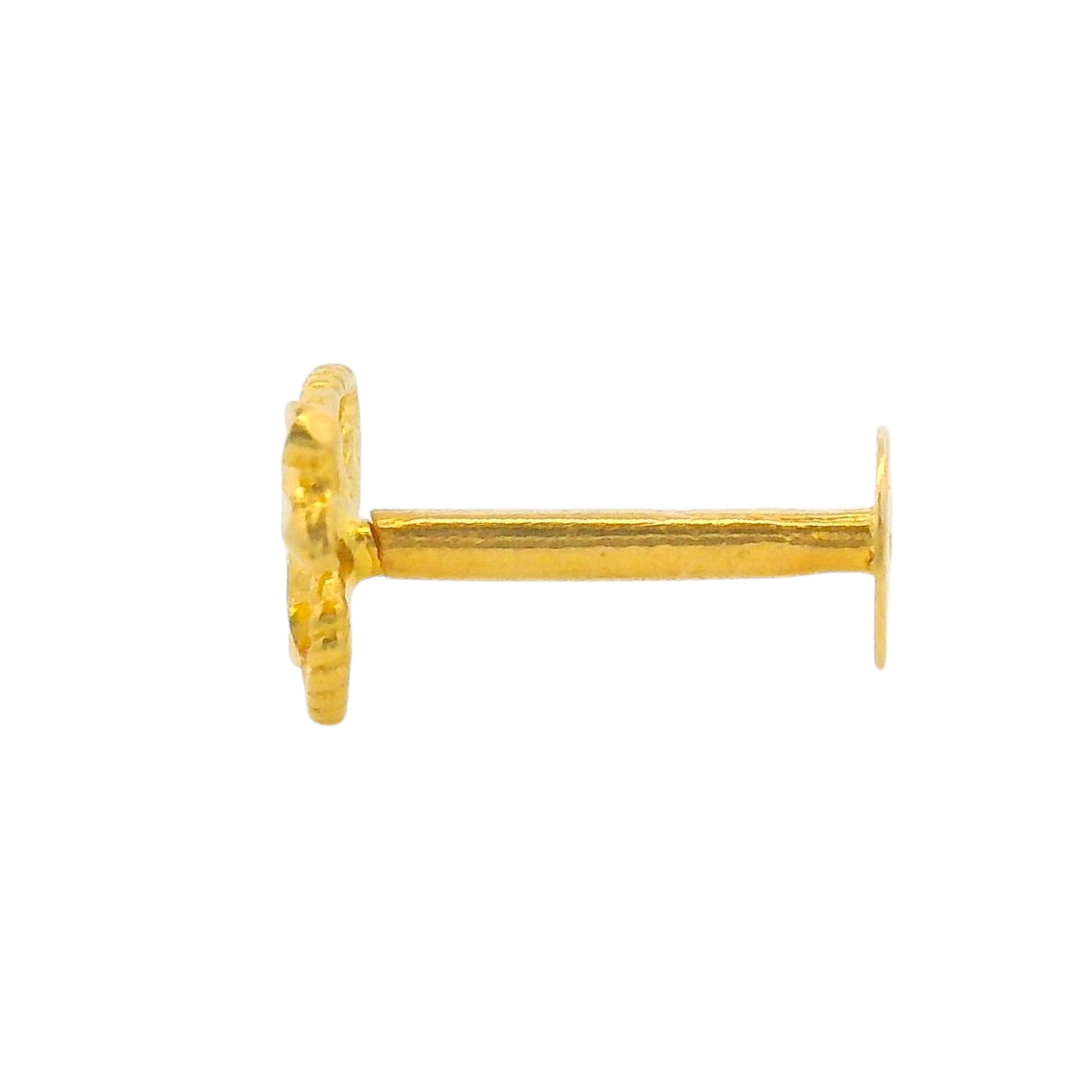 Regal Jewels RJLN0015B 22k yellow gold ladies nosepin with butterfly floral motif, lightweight stud nose pin, elegant gold nose stud for women, ethnic Indian bridal jewelry, everyday wear gold nose ring, handcrafted traditional nose piercing jewelry – Regal Jewels Chicago