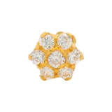 22kt Gold Nosepin with Floral Diamond-Style Cluster, 0.18 gm Front View – Regal Jewels Chicago RJLN0016
