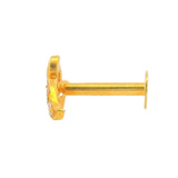 Elegant Leaf Motif Gold Nosepin with Sparkling White Stones, Side Profile – Regal Jewels Chicago RJLN0017