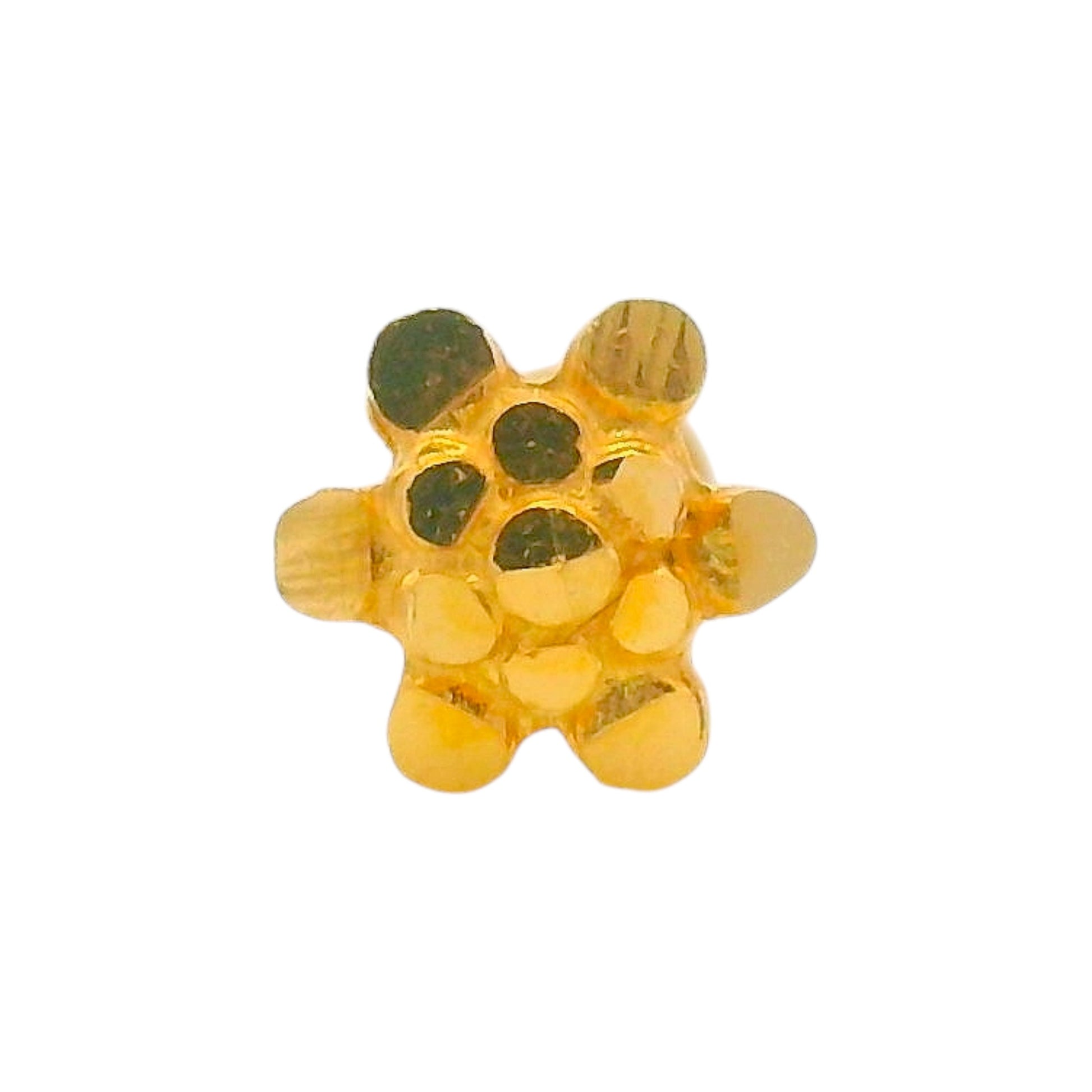 22kt Gold Nosepin with Textured Floral Design, 0.26 gm Front View – Regal Jewels Chicago RJLN0018
