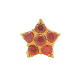 22kt Gold Nosepin with Star-Shaped Red Gemstone Cluster, Front View – Regal Jewels Chicago RJLN0019