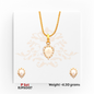 22kt gold pendant set with teardrop-shaped pearl centerpiece surrounded by shimmering white stones, including matching earrings. Product code RJPS0157, total weight 4.20 grams.