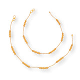 Regal Jewels RJLP3022 22k yellow gold ladies payal anklet pair with textured round bead detailing, traditional lightweight handcrafted gold anklets for women, elegant ethnic jewelry for weddings, festivals, and everyday wear – Regal Jewels Chicago