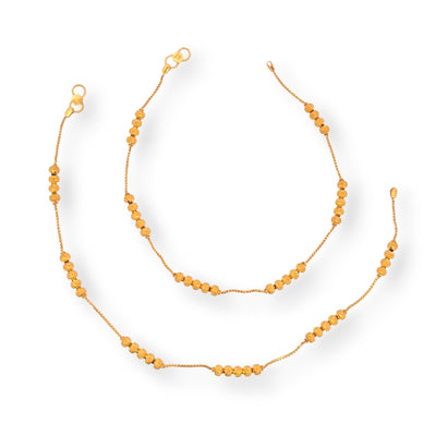 Regal Jewels RJLP3022 22k yellow gold ladies payal anklet pair with textured round bead detailing, traditional lightweight handcrafted gold anklets for women, elegant ethnic jewelry for weddings, festivals, and everyday wear – Regal Jewels Chicago