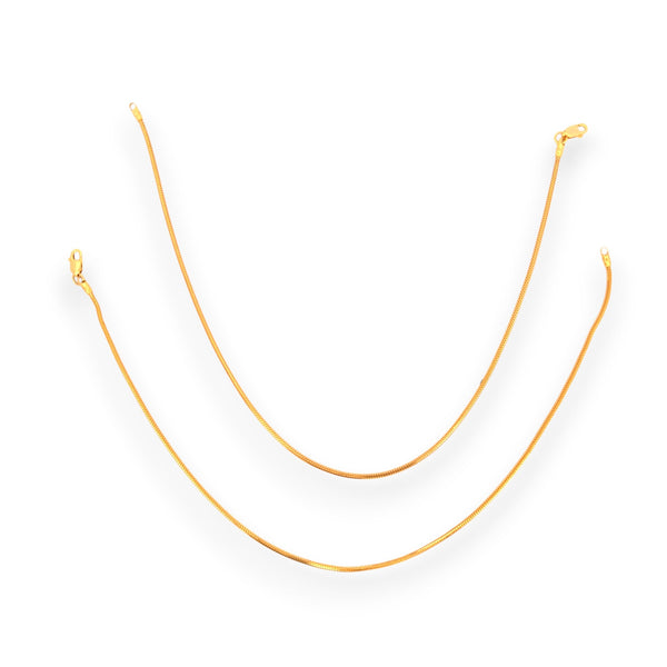 Regal Jewels RJLP3025 22k yellow gold ladies payal anklet pair with sleek snake chain design, lightweight and flexible for comfort, elegant minimal gold anklets for women, perfect Indian ethnic jewelry for bridal wear, festive occasions, and daily style – Regal Jewels Chicago"