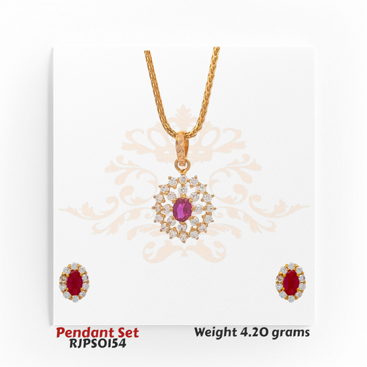 22kt Gold Pendant Set RJPS0154 | Elegant Gold Jewelry | Regal Jewels