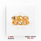 Designer gold women’s ring with diamond-cut detailing and dual-tone accents – Regal Jewels RJLR1441.