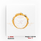 Side profile of Regal Jewels gold ladies ring RJLR1442 highlighting its unique layered and artistic craftsmanship.