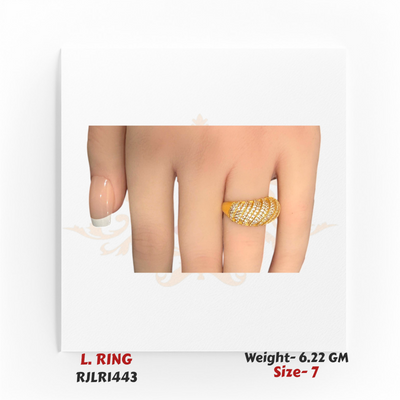 Regal Jewels gold ladies ring RJLR1443, elegant dome sparkle design worn on hand, women’s gold jewelry Chicago.