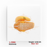 Angled view highlighting the fierce panther motif with sparkling white stones and red accents in the eyes. RJLR1446.