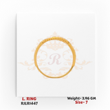 Side profile of a 22kt gold ladies ring with a sleek band and beaded edge detailing, highlighting its lightweight structure.