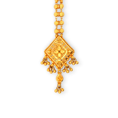 22kt Gold Tikka with Intricate Square Filigree Jhoomar and Chain Link – Traditional and Detailed Bridal Jewelry – Regal Jewels RJLT3034A