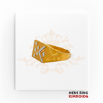 22kt Two-Tone Gold Men's Ring RJMR0106 – A 5.10-gram, size 9.5 men's ring featuring a geometric rhodium-accented design. Available at Regal Jewels.